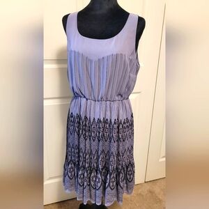 Lauren Conrad Sleeveless Pleated Midi Dress Women Size 12 Lavendar Gray